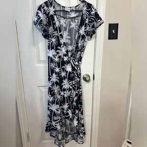 Blue Rain Tropical Tie Dress, High Low